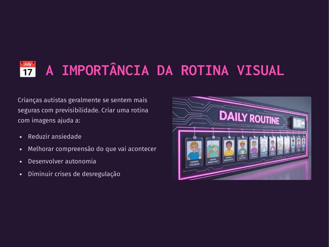 Página do guia: a importância da rotina visual
