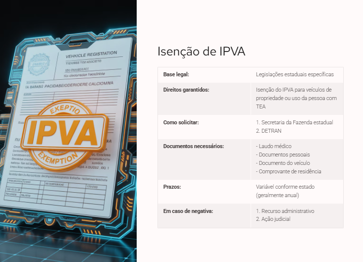 Página do guia de direitos: isenção de IPVA