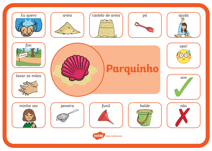 Prancha de comunicação do parquinho